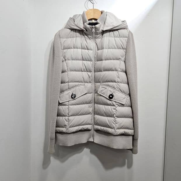 지오스피릿(GeoSpirit) 여성구스다운 니트배색 패딩자켓