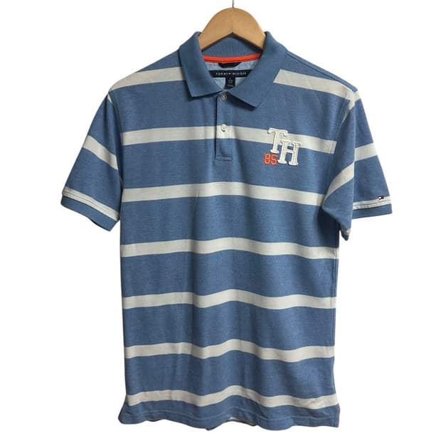 타미힐피거 스트라이프 카라티 아쿠아블루 XL size