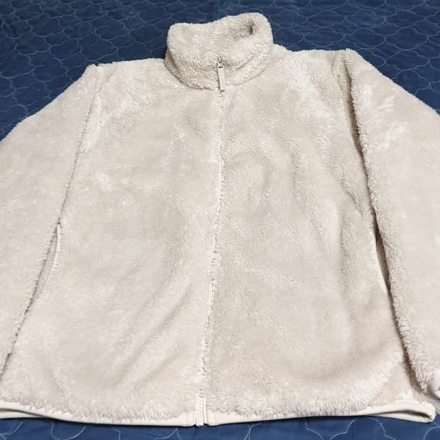 유니클로 퍼 후리스 짚업자켓 아이보리 (M)