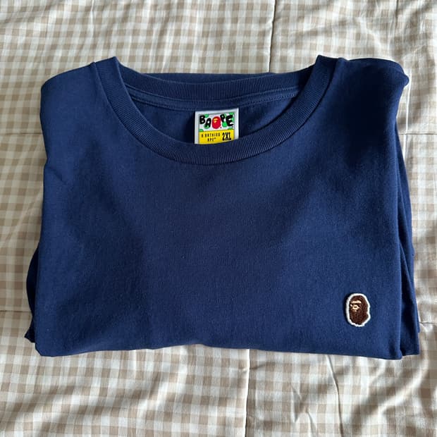 2XL 베이프 사루 롱슬리브 블루 네이비