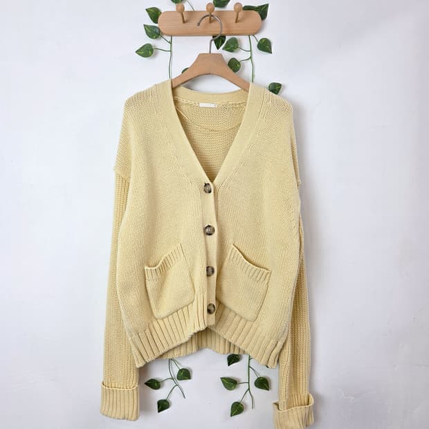 버터빛 롤업 가디건