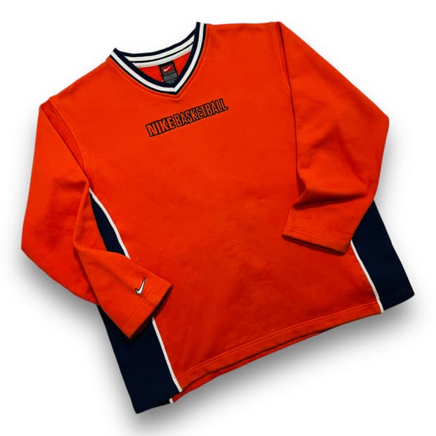 나이키 90s 베스킷볼 올드스쿨 힙합 브이넥 맨투맨