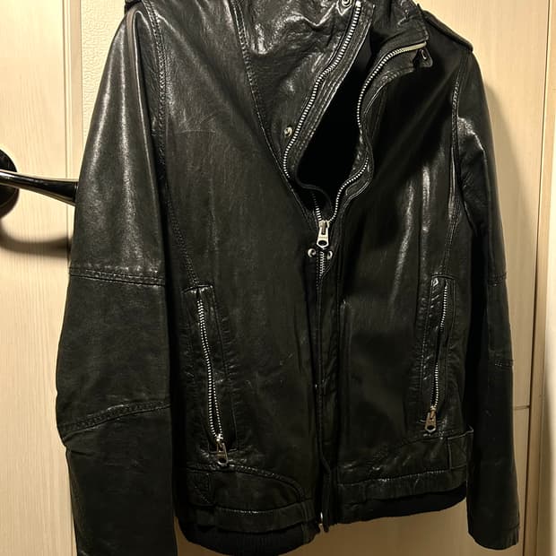 Sheep Skin High Neck Leather Jacket