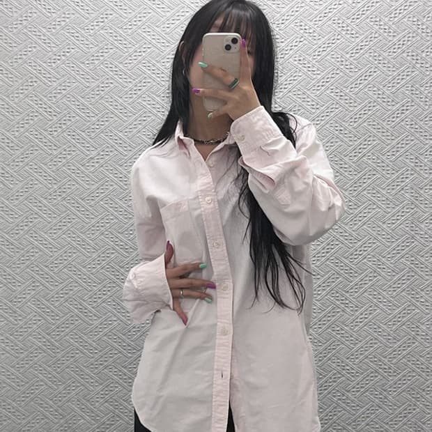 아베크롬비 여리 옥스포드 딸기우유 연핑크 셔츠 XL C07203