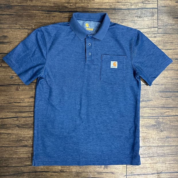 칼하트 반팔 카라티 네이비 실측사이즈M