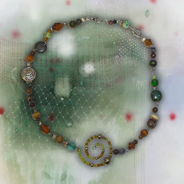 핸드메이드 비즈 목걸이 