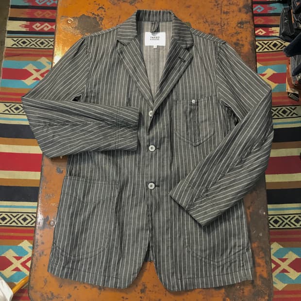 Japan 타케오 키쿠치 차콜 스트라이프 자켓 남성 100 여성 66