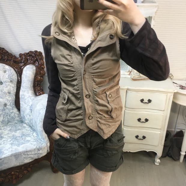 빈티지 아카이브 y2k 셔링 베스트