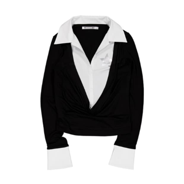 SETUP EXE SHIRTS LAYERED TOP / BLACK