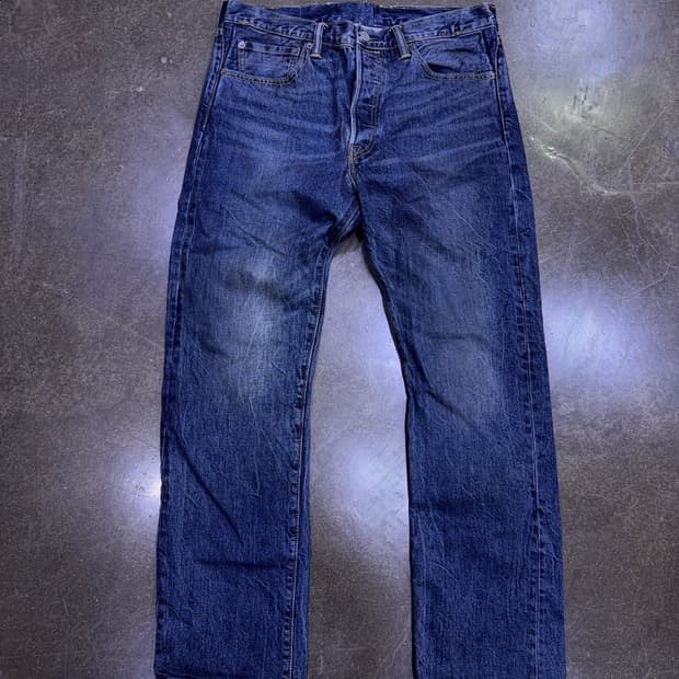 리바이스 501 레귤러핏 딥블루 워싱 데님팬츠 청바지 32