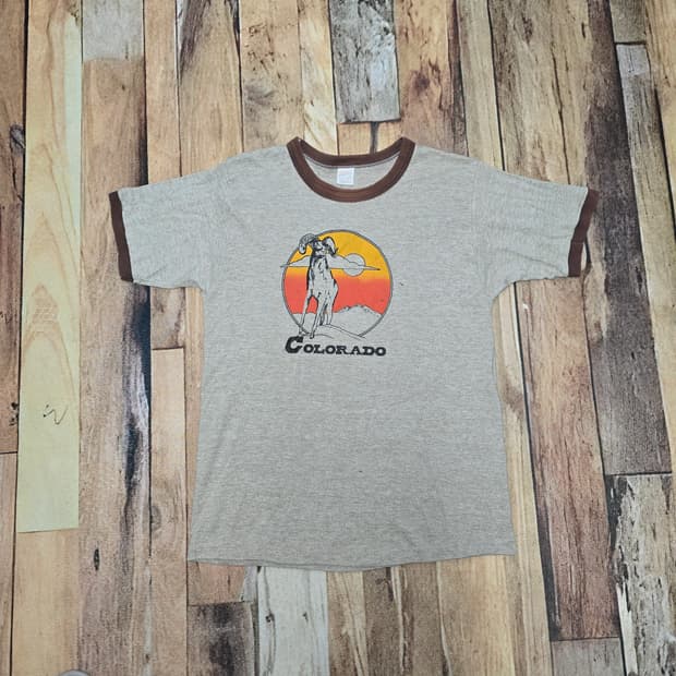 Vintage 80s Sportswear 링거 티셔츠 L