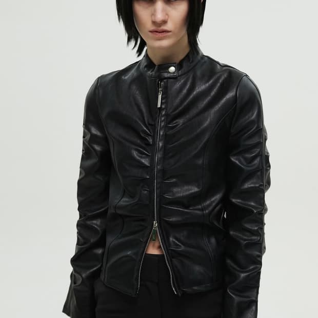 NACHE shirring leather jacket