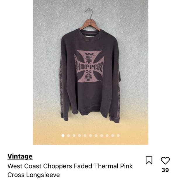 90s 웨스트코스트차퍼스 써멀 와플 니트 핑크레드 XL