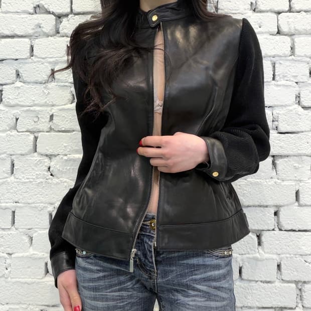 Lambskin Knit Combo Jacket