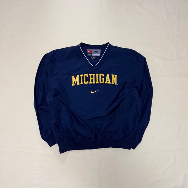 나이키 미시건 스펠아웃 브이넥 웜업 풀오버 90s