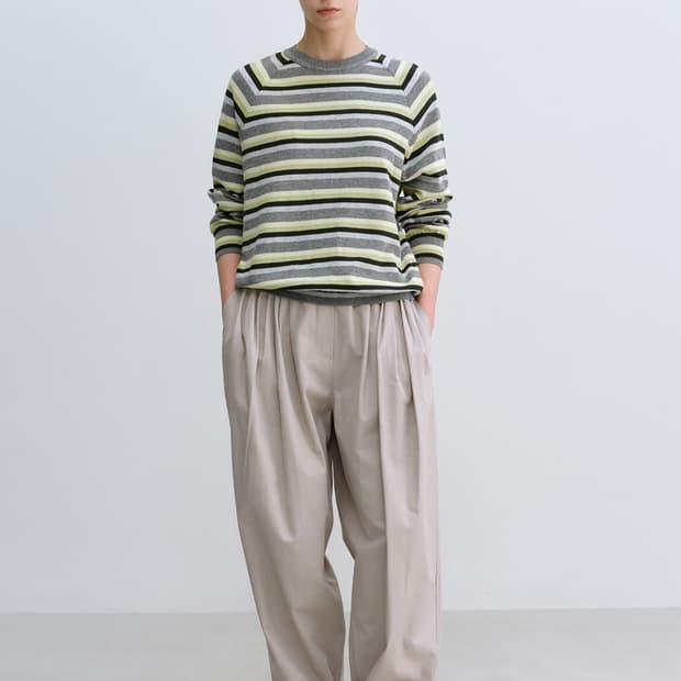 문달 스트라이프 래글런 니트