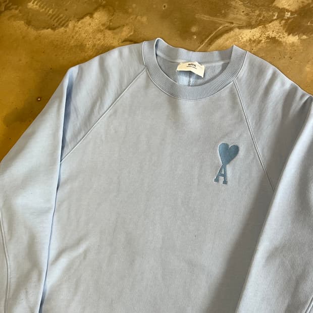 XXL 아미 빅로고 스카이블루 코튼 맨투맨