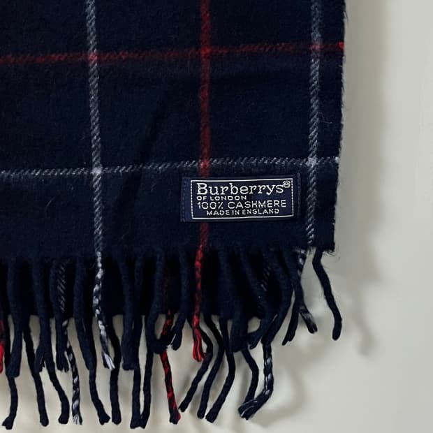 버버리 네이비체크 캐시미어 머플러