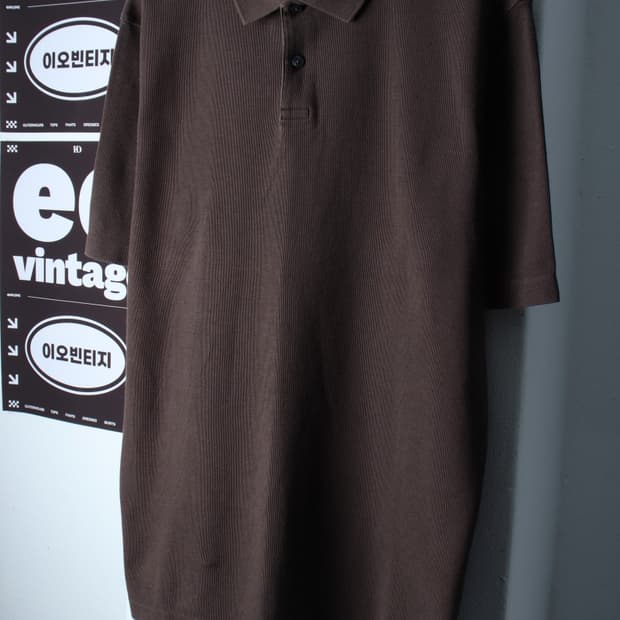 (L-XL) 지오다노 반팔 카라 티셔츠 브라운 무지 놈코어-H36861