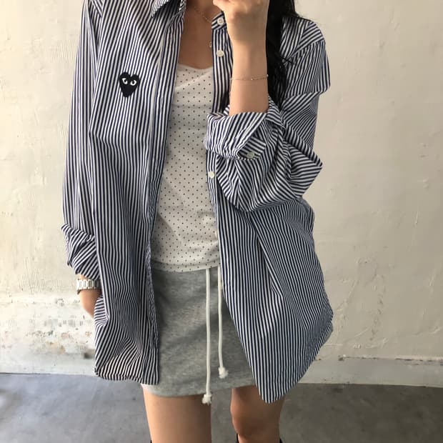 COMMEdesGARCONS 꼼데가르송 블랙와펜 스트라이프 셔츠
