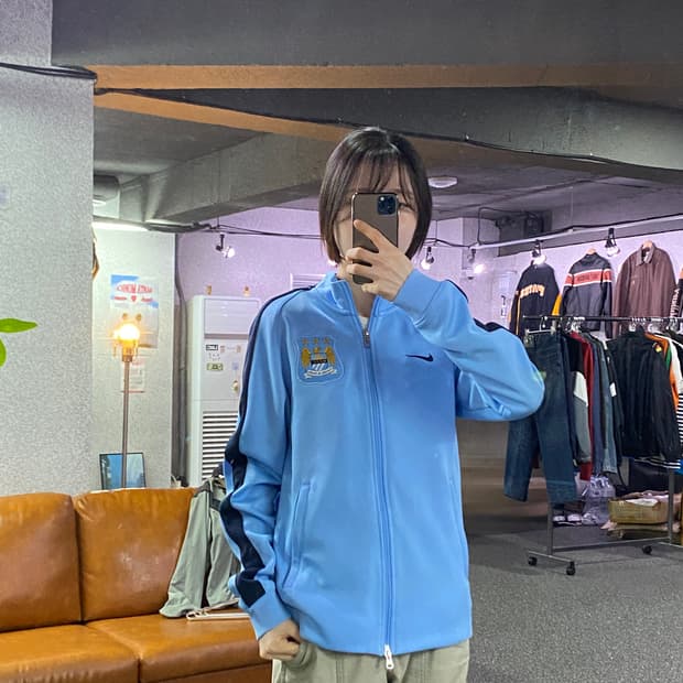 나이키 스우시 MCFC 블루 트랙탑 져지 B4735