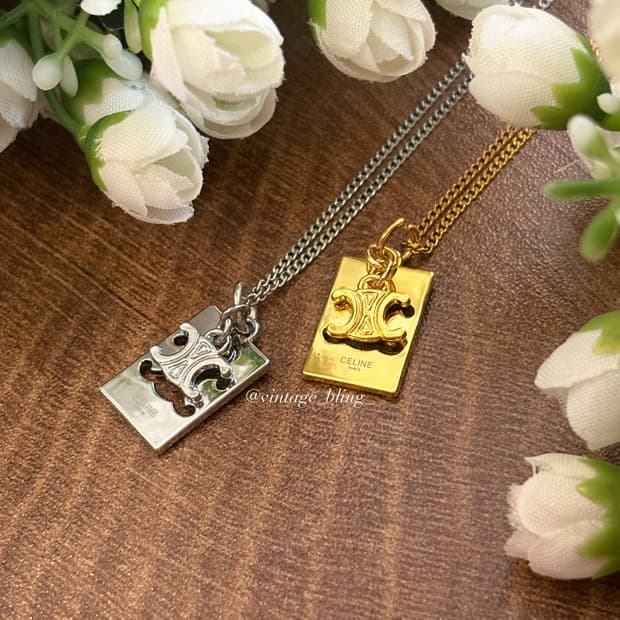 셀린 댕글 트리오페 스퀘어 목걸이