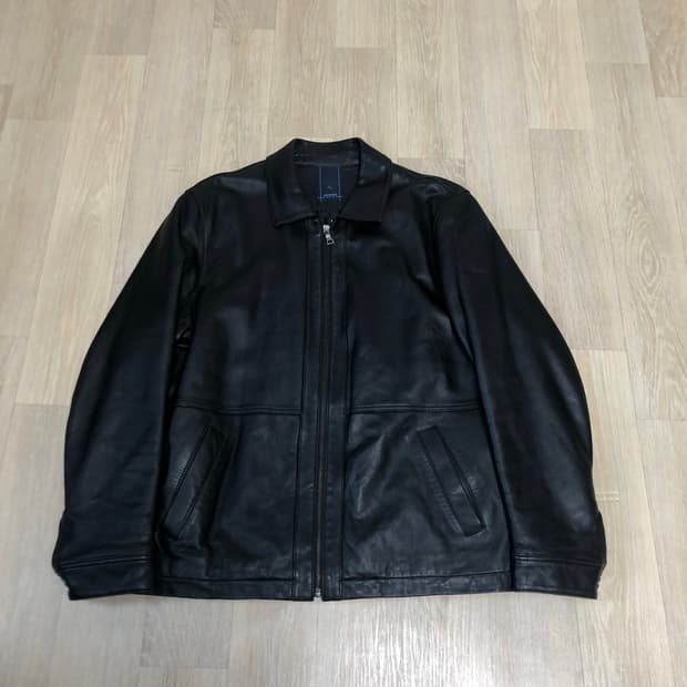 (100) 델피노 골프 소가죽 싱글 집업 가죽 자켓 블랙