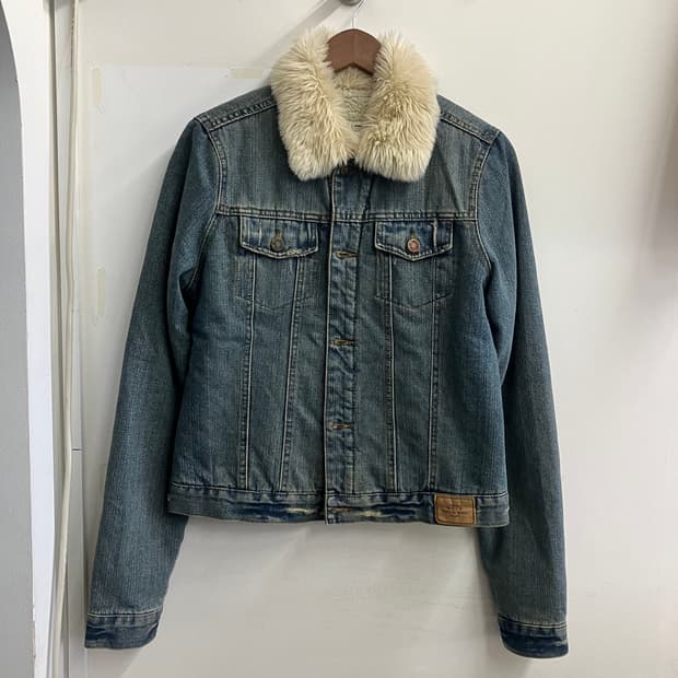 N11 아베크롬비 울프죠  쉐르파 양털 퍼 데님 청자켓