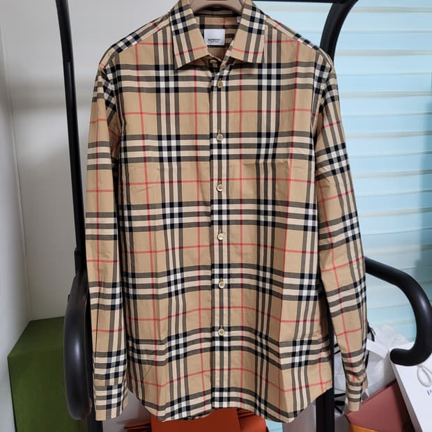 22SS 버버리 체크 코튼 포플린 셔츠 m