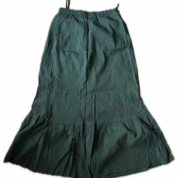 카키 그린 프릴 롱 스커트