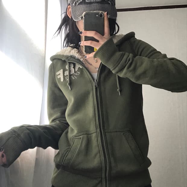 아베크롬비 카키 울프죠 투웨이 후드집업