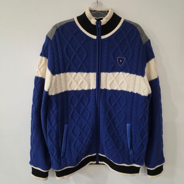 헤지스 골프 남성 퀼팅 니트 집업 105