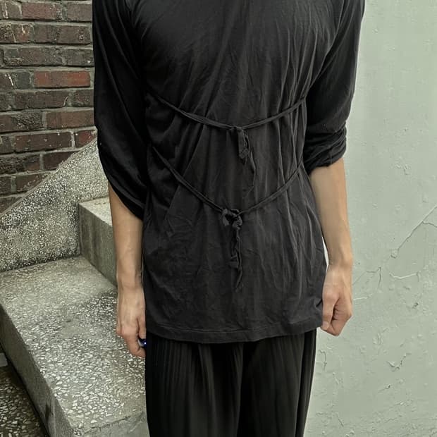 *rare* ann demeulemeester 로프 디테일 비대칭 티셔츠