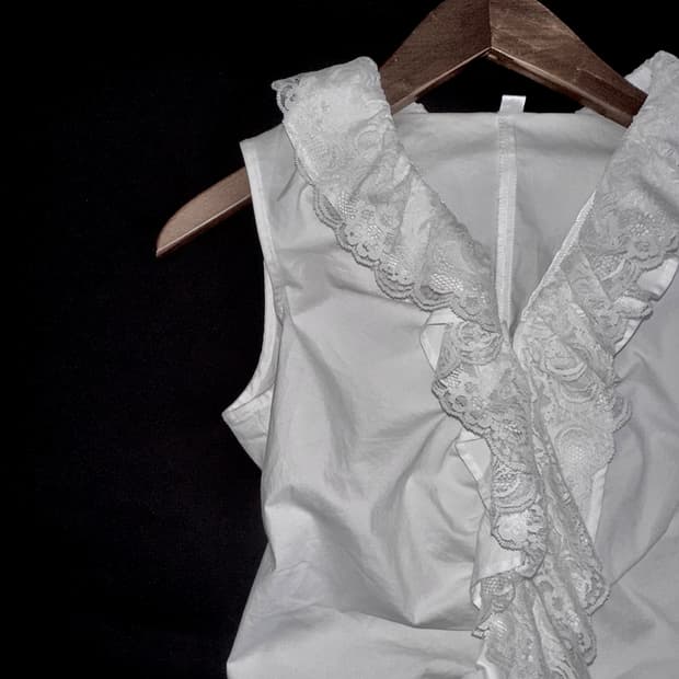 빈티지 프릴 슬리브리스 셔츠