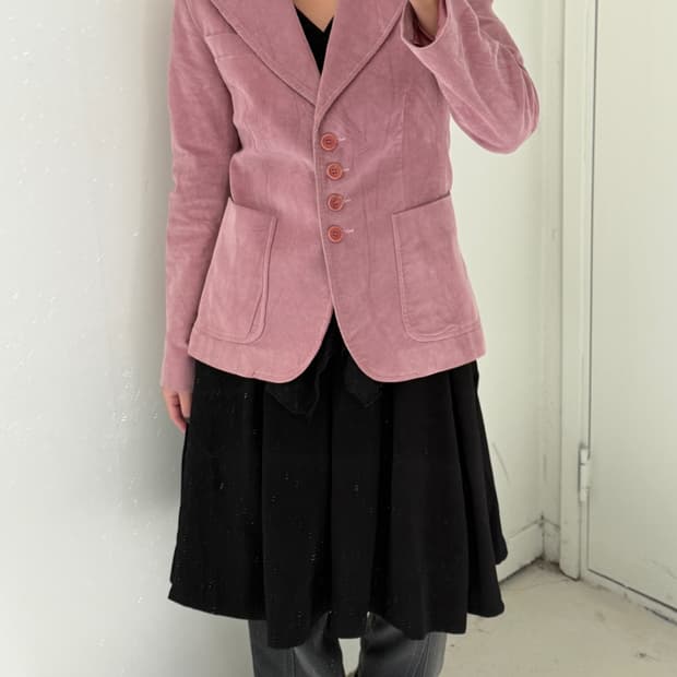 일본빈티지 핑크 클래식 코듀로이 블레이저