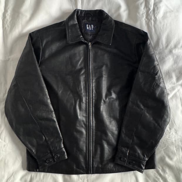 [L] 올드갭 싱글 집업 레더 자켓