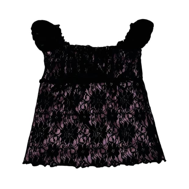 빈티지 페어리 블랙 핑크 블라우스