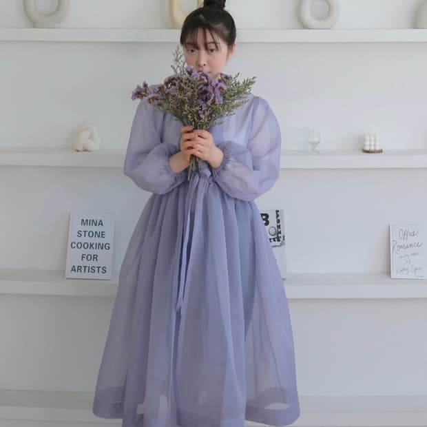 레트로맨스 퍼플 레이어드 원피스 생활한복