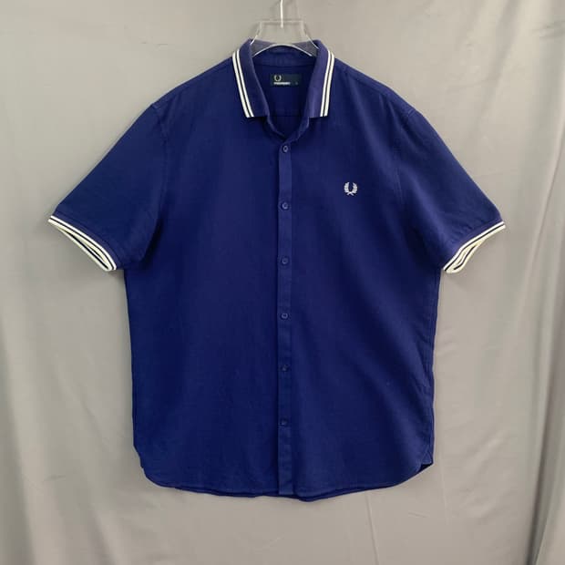 L 프레드페리 트윈팁 디테일 반팔 셔츠 남방