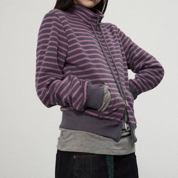 Striped Half-Zip Sweatshirt purple
