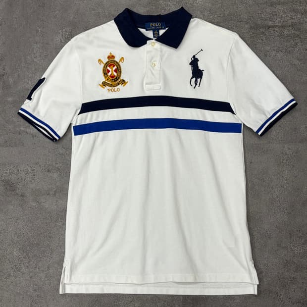 폴로 랄프로렌 빅포니 크레스트 로고 화이트 반팔 카라티