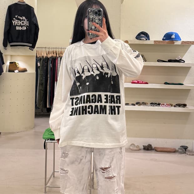 레이지 어게인스트 더 머신 프린팅 긴팔 티셔츠 U1154