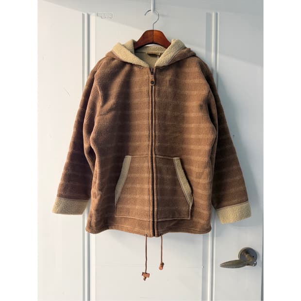일본빈티지 브라운 플리스 후드 자켓 점퍼