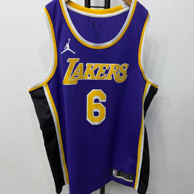 정품) 나이키 조던 LA 레이커스 르브론 제임스 유니폼 져지 XL