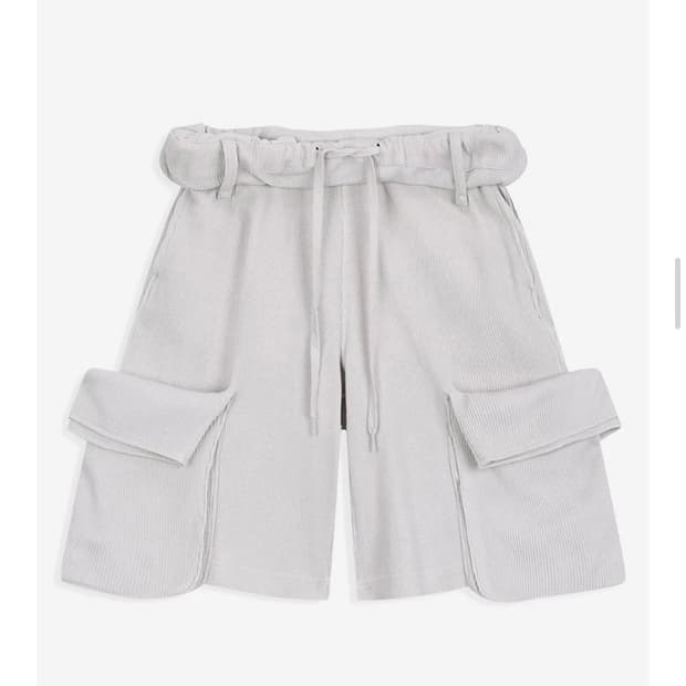 [OPENYY]ROLLED WAIST WAFFLE CARGO SHORTS