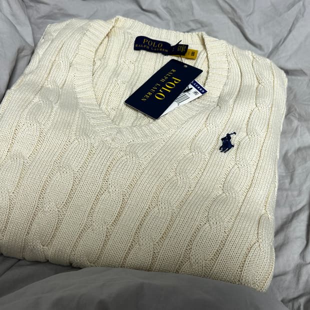 🤍폴로 랄프로렌 브이넥 니트 아이보리 새상품💛 배송비 포함