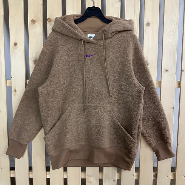 (M) 나이키 미드 스우시 브라운 플리스 후드