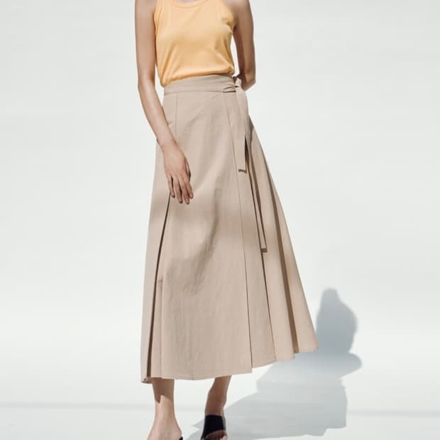 새상품)길트프리 면+린넨 혼방 스커트 BEIGE WRAP SKIRT 해