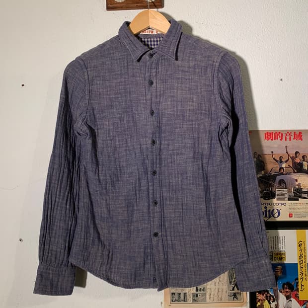 45r & 인디고 블루 깅엄체크 셔츠