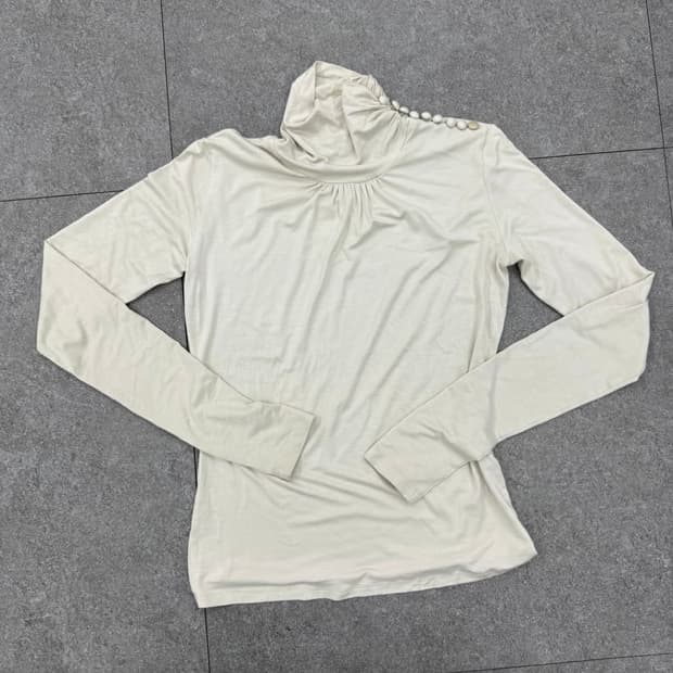 막스마라 드레이프 터틀넥 블라우스 탑